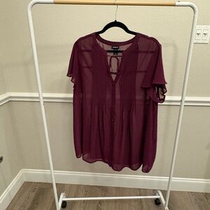 Torrid Size 2 (18/20) Deep Purple Sheer Blouse